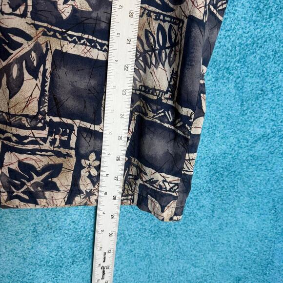 Vintage Hawaiian Reserve Shirt Floral Blue Cream Tan Aloha Button Up L - Picture 4 of 14